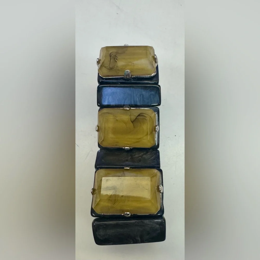 Marc Jacobs Vintage marbled, black & chartreuse rectangular acrylic stretchy